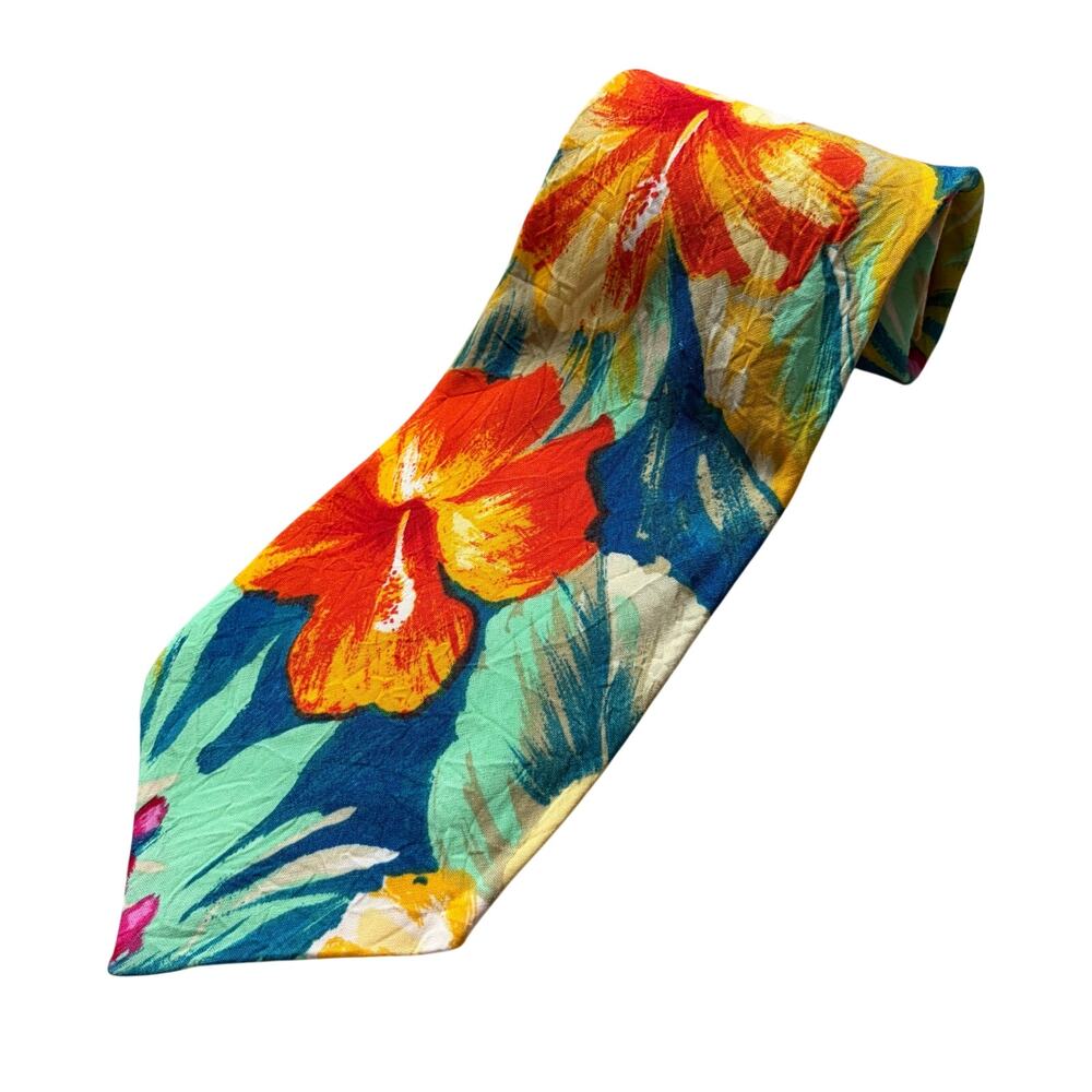 Vintage Retro Jams World Hawaiian Colorful Floral Tie